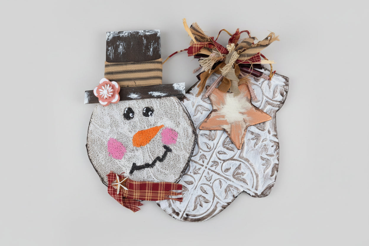 Snow man and mitten hanger