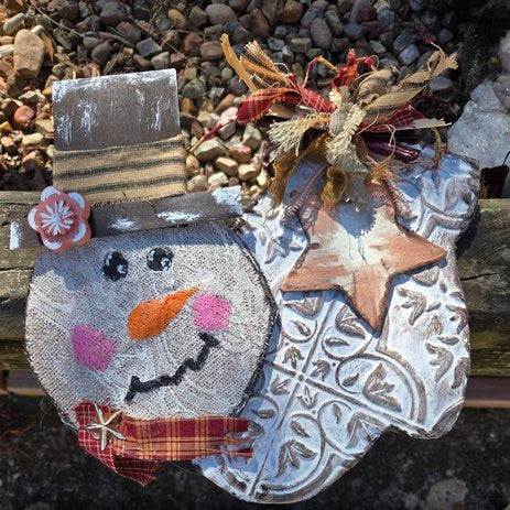 Snow man and mitten hanger