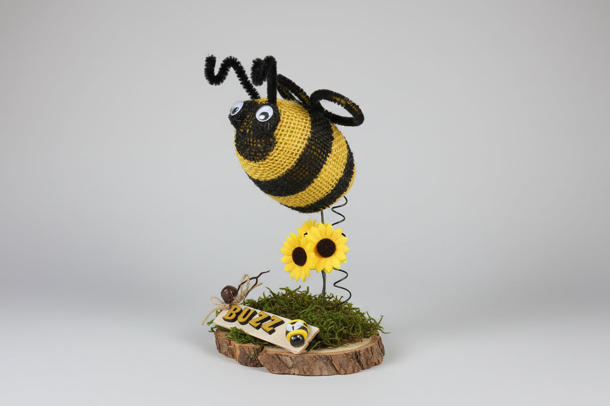 Rustic Buzz bee sculpture
